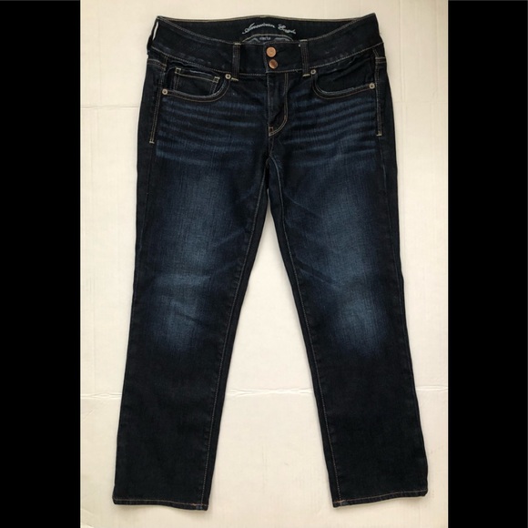 American Eagle Outfitters Womens Cropped Distressed Jeans Size 6 Low Rise - Picture 1 of 8